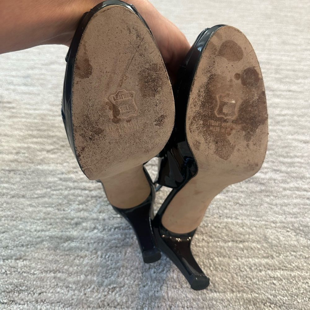 Stuart Weitzman Peekapoo black patent leather slingback shoe size 9 - Picture 6 of 6